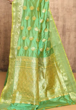 Banarasi Pure Katan Silk Handloom Saree in Green