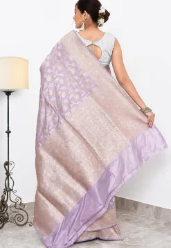 Banarasi Pure Katan Silk Handloom Saree in Light Purple