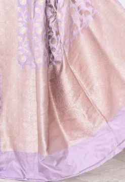 Banarasi Pure Katan Silk Handloom Saree in Light Purple