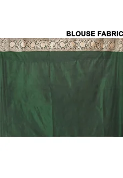 Banarasi Pure Katan Silk Handloom Saree in Dark Green