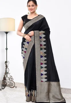 Banarasi Pure Katan Silk Handloom Saree in Black