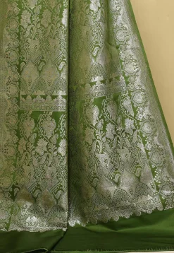 Banarasi Pure Silk Saree in Olive Green