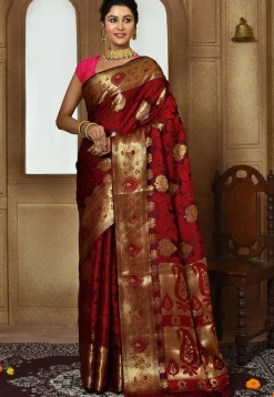 Banarasi Pure Silk Saree in Maroon