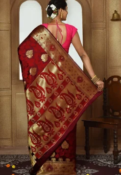 Banarasi Pure Silk Saree in Maroon