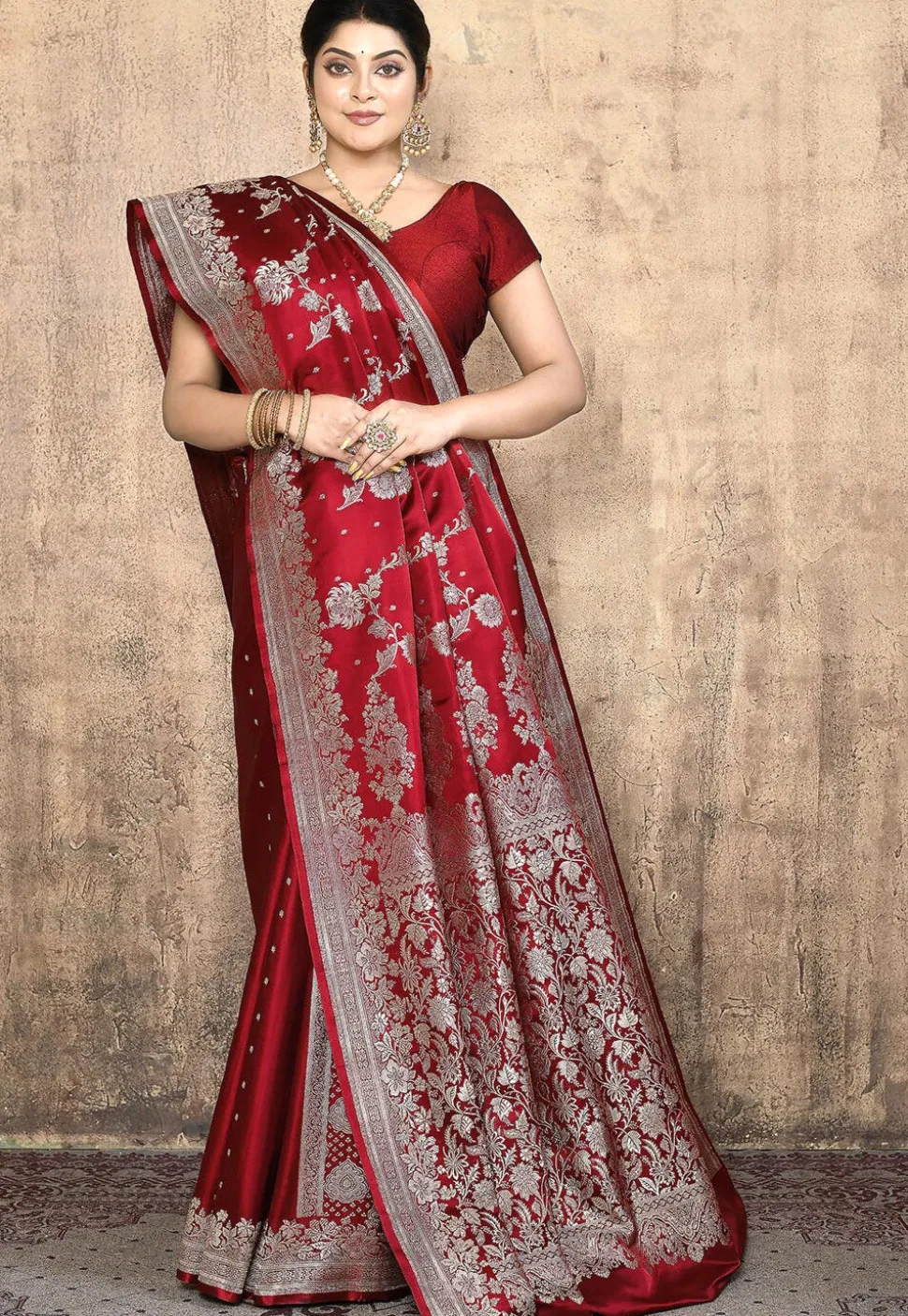 Banarasi Pure Silk Saree in Maroon