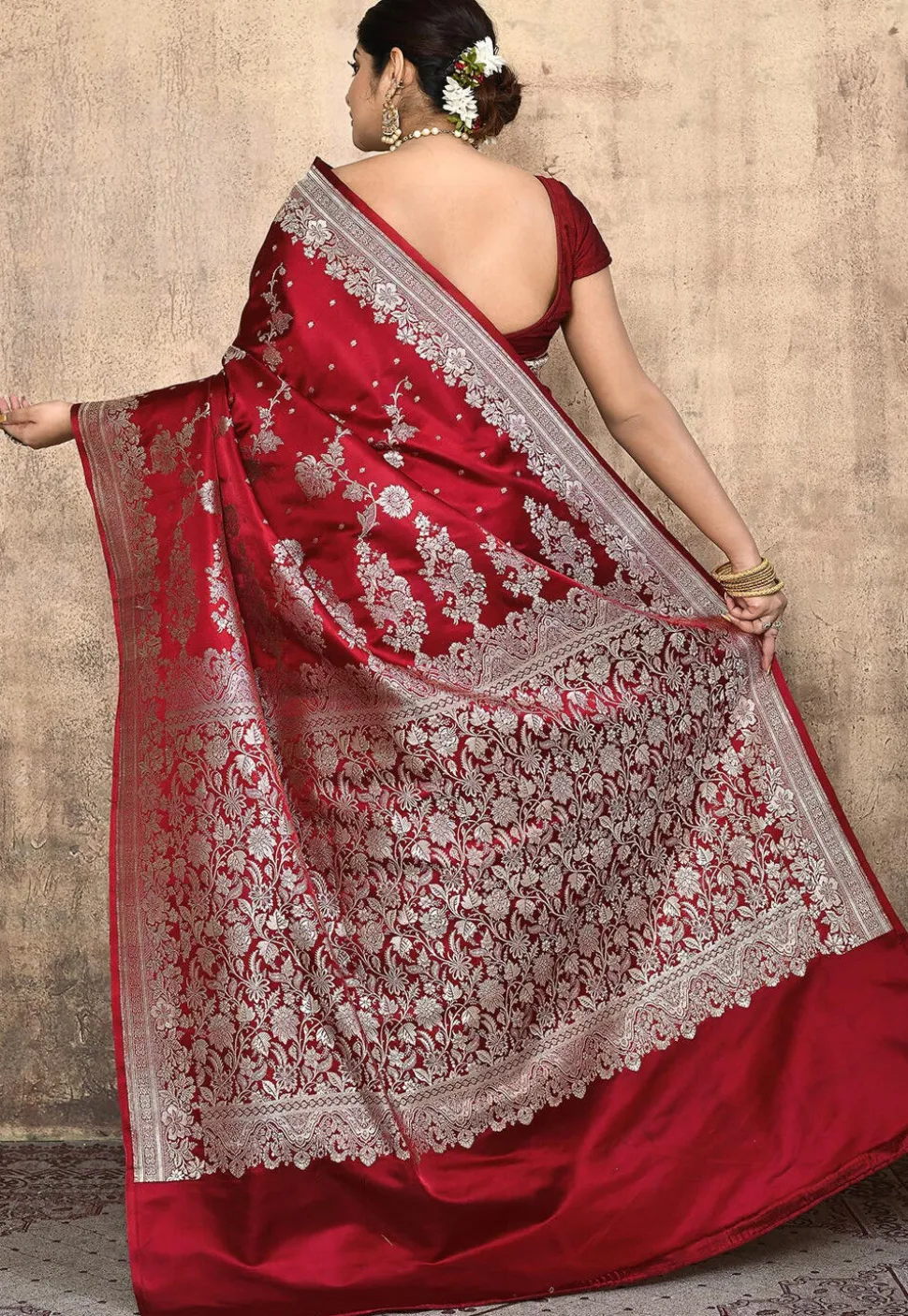 Banarasi Pure Silk Saree in Maroon