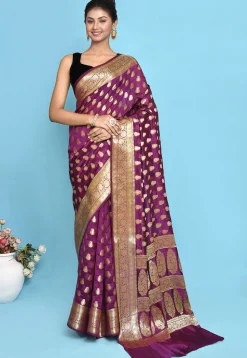 Banarasi Pure Silk Saree in Magenta