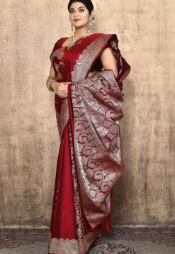 Banarasi Pure Silk Saree in Maroon