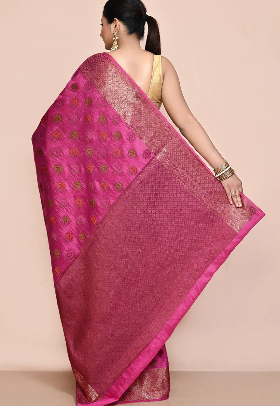 Banarasi Pure Silk Saree in Fuchsia