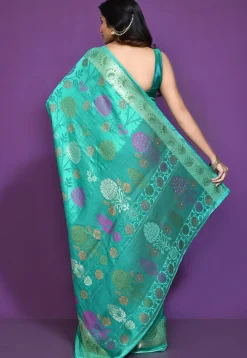 Banarasi Pure Silk Saree in Turquoise