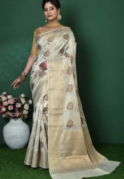 Banarasi Pure Silk Saree in Cream