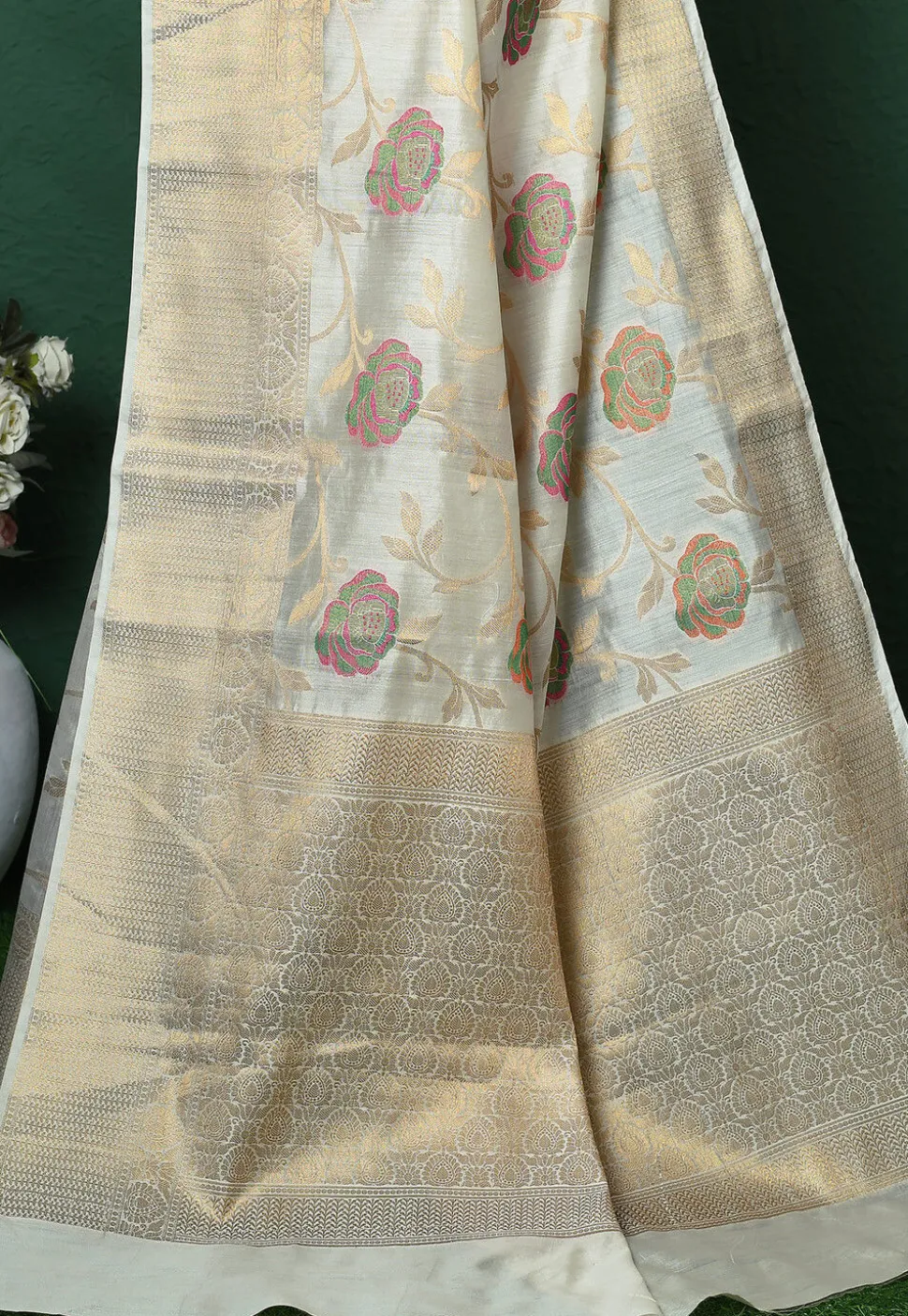 Banarasi Pure Silk Saree in Cream