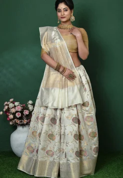Banarasi Pure Silk Saree in Cream