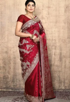 Banarasi Pure Silk Saree in Maroon