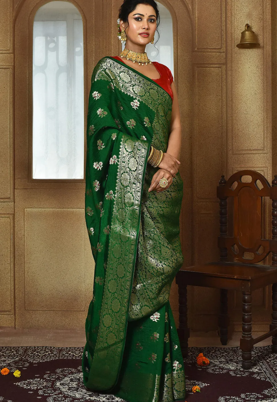 Banarasi Pure Silk Saree in Green