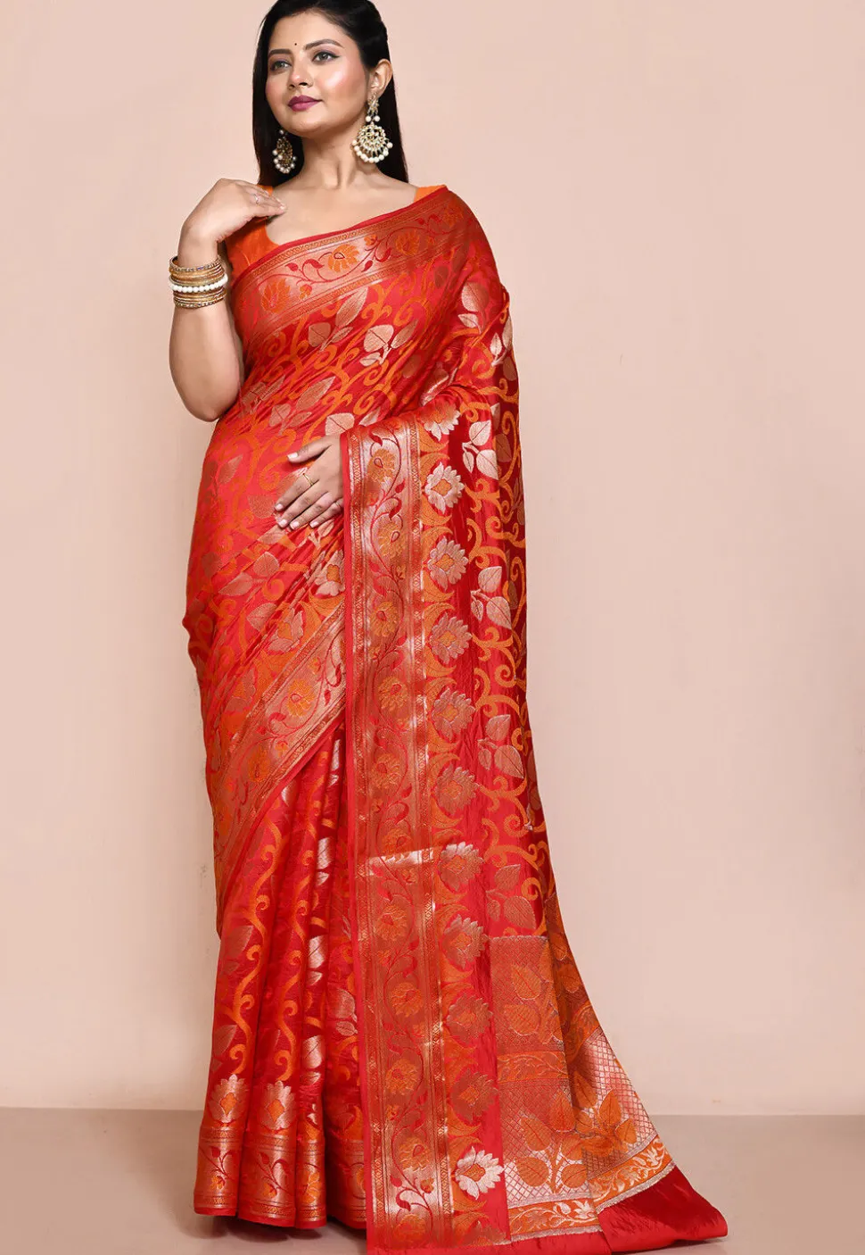 Banarasi Pure Silk Saree in Red