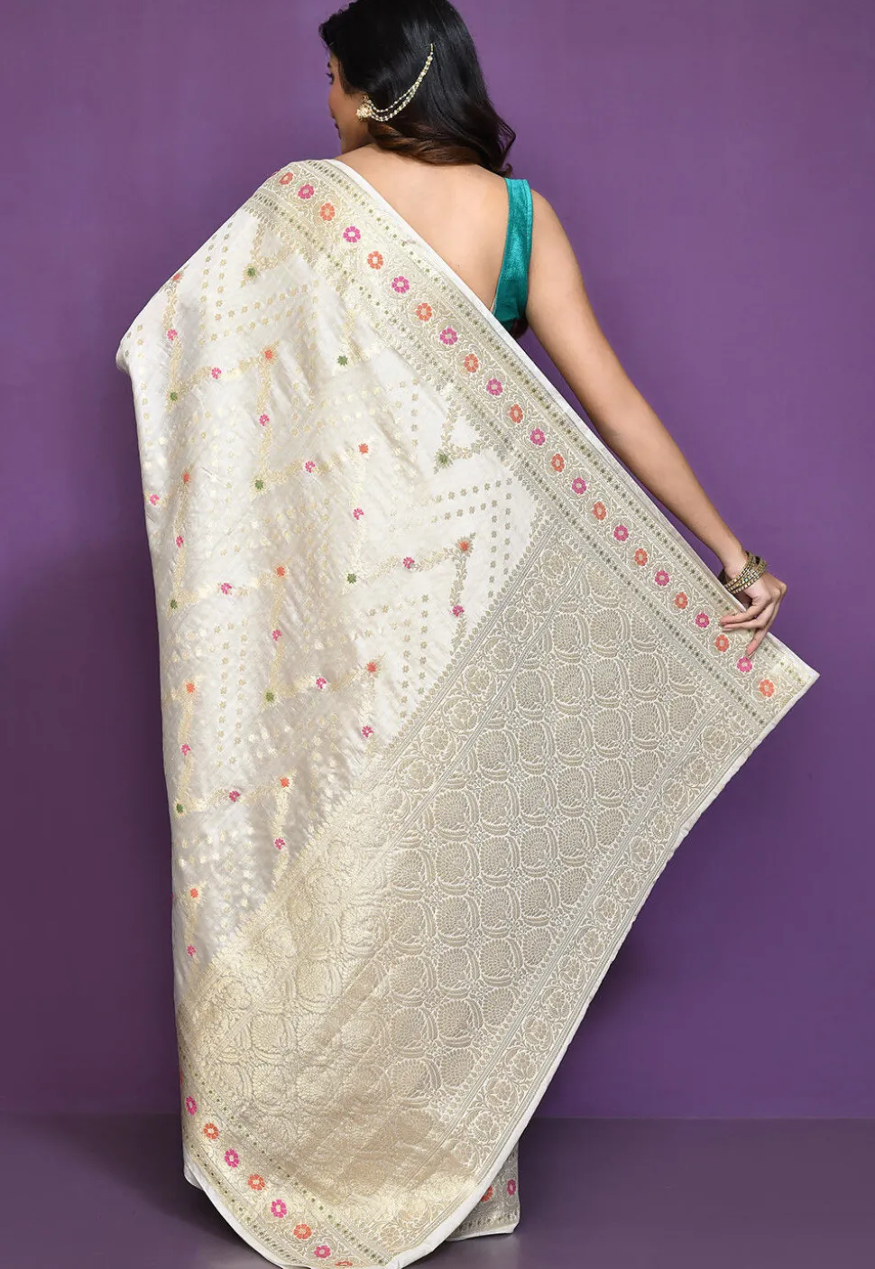 Banarasi Pure Silk Saree in Off White