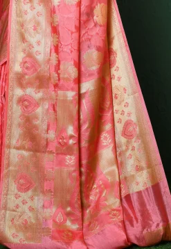 Banarasi Pure Silk Saree in Peach