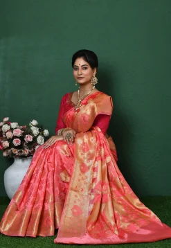 Banarasi Pure Silk Saree in Peach