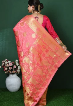 Banarasi Pure Silk Saree in Peach