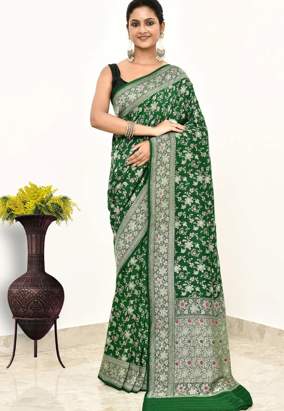 Banarasi Pure Silk Saree in Green