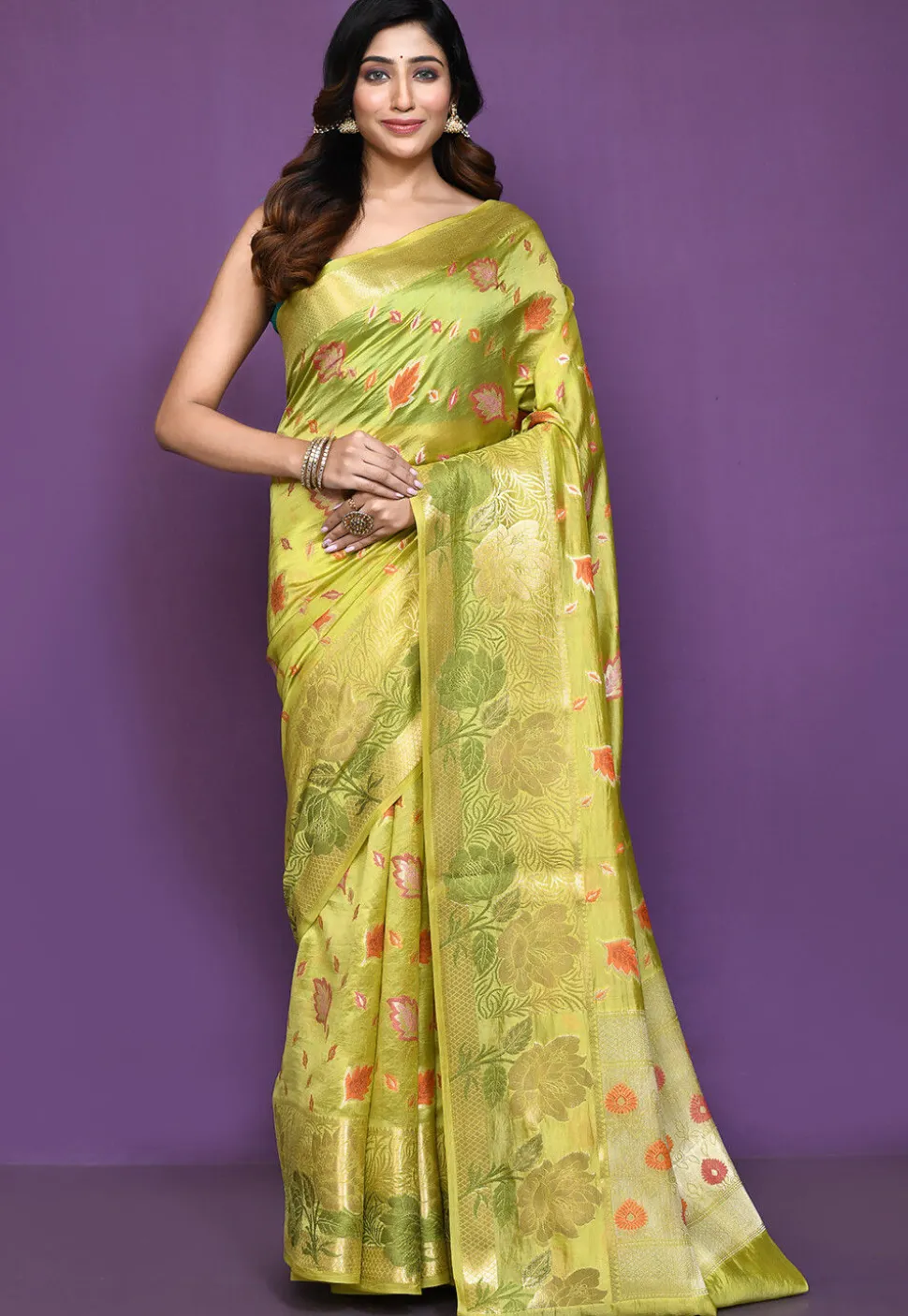 Banarasi Pure Silk Saree in Light Green