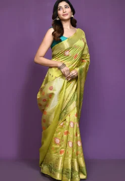Banarasi Pure Silk Saree in Light Green