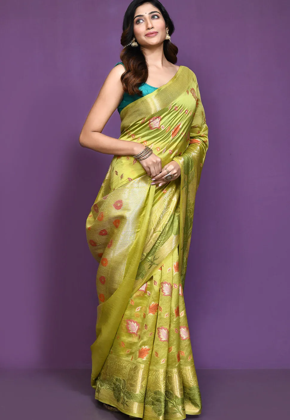 Banarasi Pure Silk Saree in Light Green