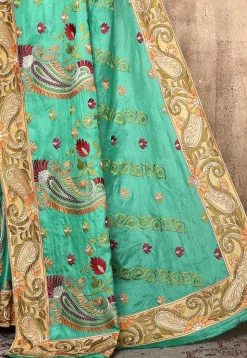 Banarasi Pure Silk Saree in Teal Green