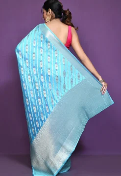 Banarasi Pure Silk Saree in Sky Blue