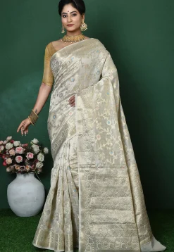 Banarasi Pure Silk Saree in Light Beige