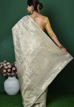 Banarasi Pure Silk Saree in Light Beige