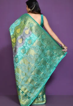 Banarasi Pure Silk Saree in Green and Grey