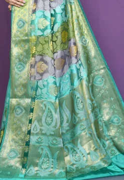 Banarasi Pure Silk Saree in Green and Grey