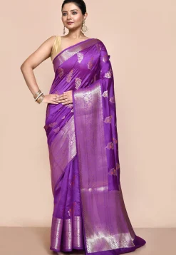 Banarasi Pure Silk Saree in Purple