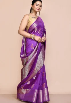 Banarasi Pure Silk Saree in Purple