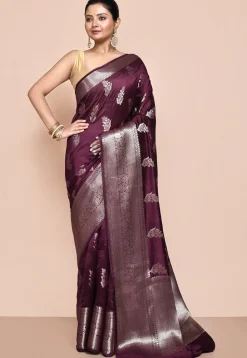 Banarasi Pure Silk Saree in Wine