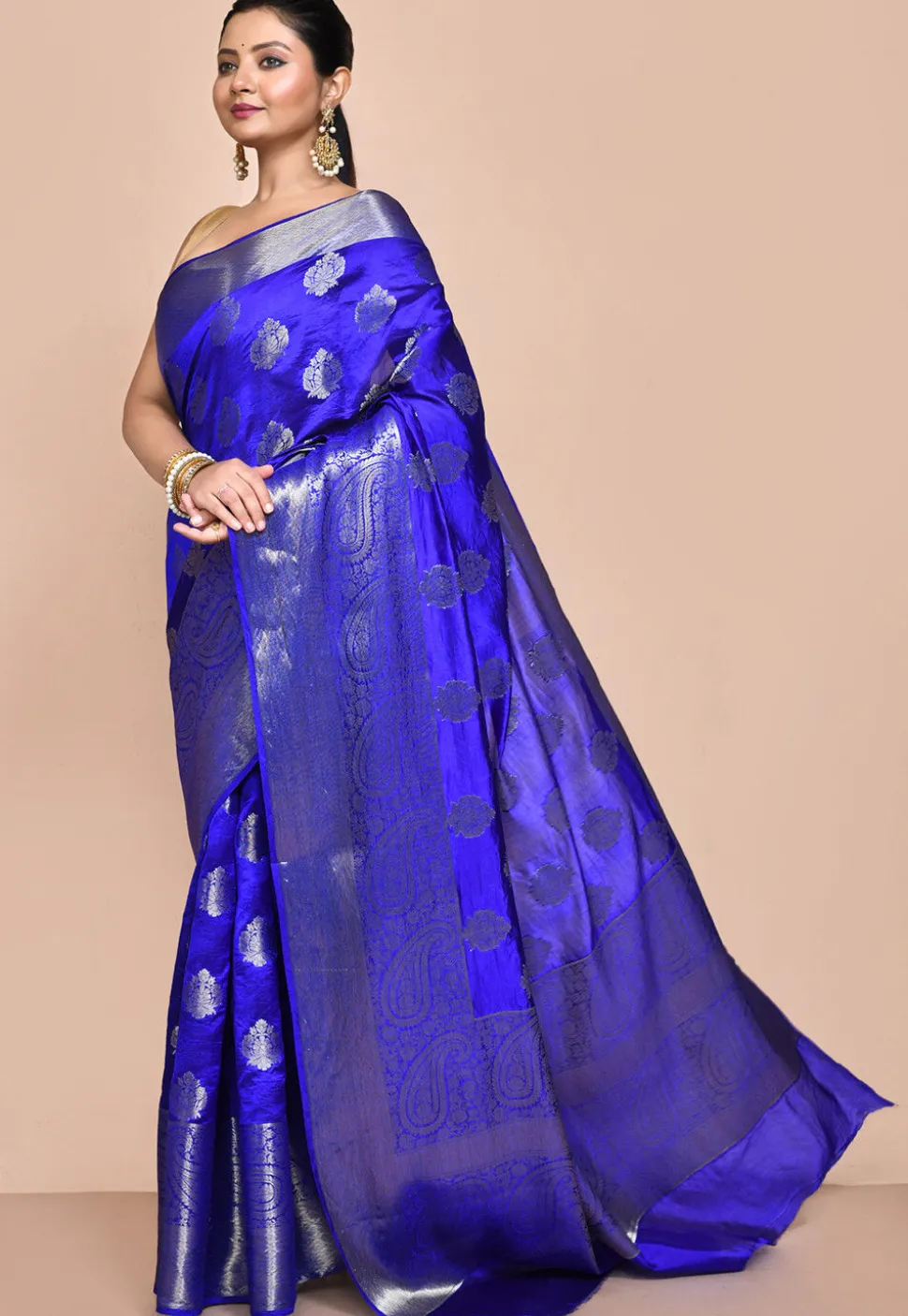 Banarasi Pure Silk Saree in Royal Blue