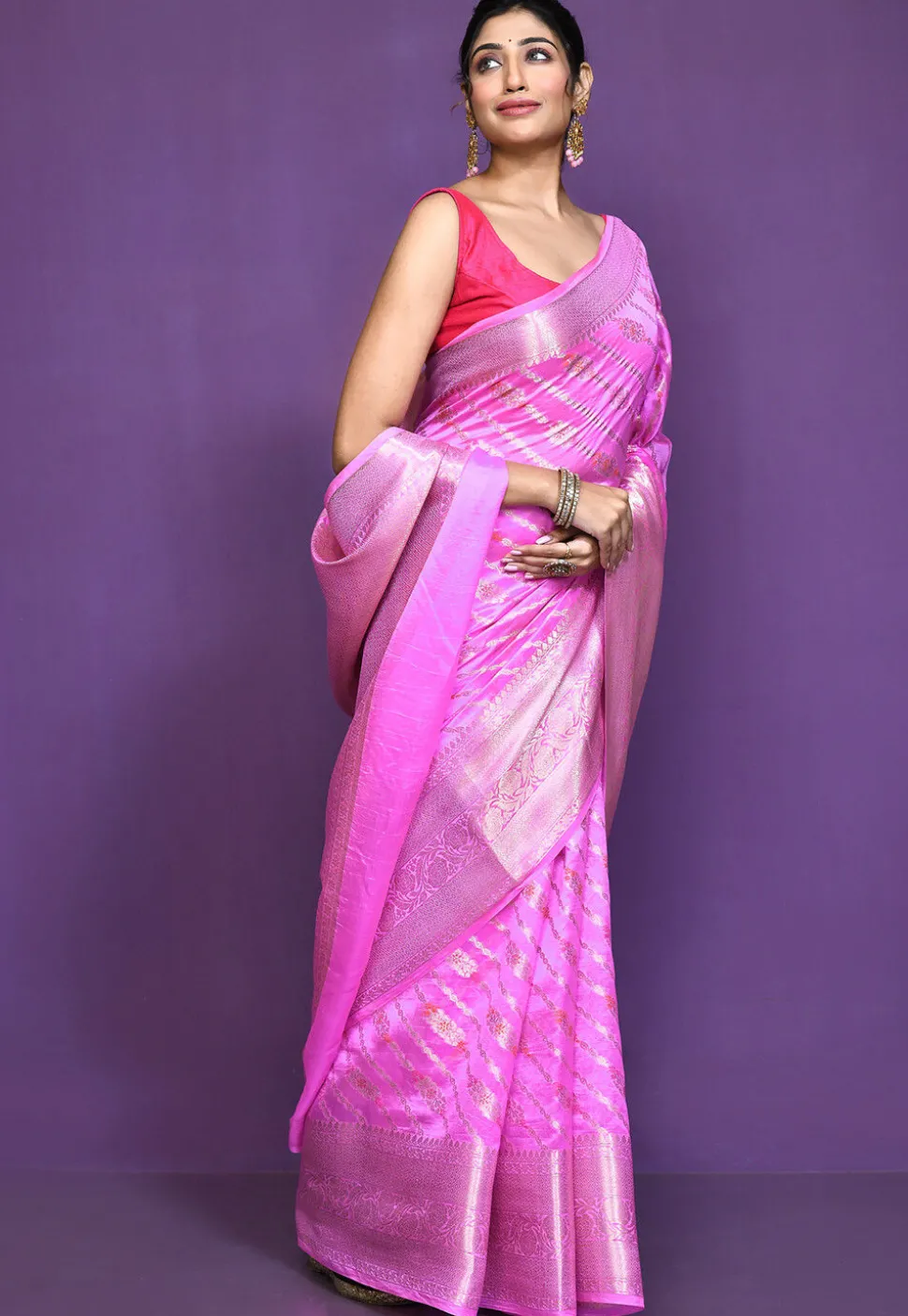 Banarasi Pure Silk Saree in Pink