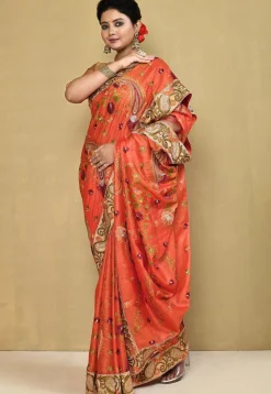 Banarasi Pure Silk Saree in Orange