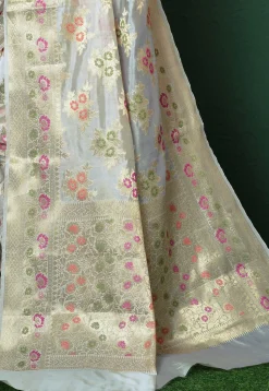 Banarasi Pure Silk Saree in Off White