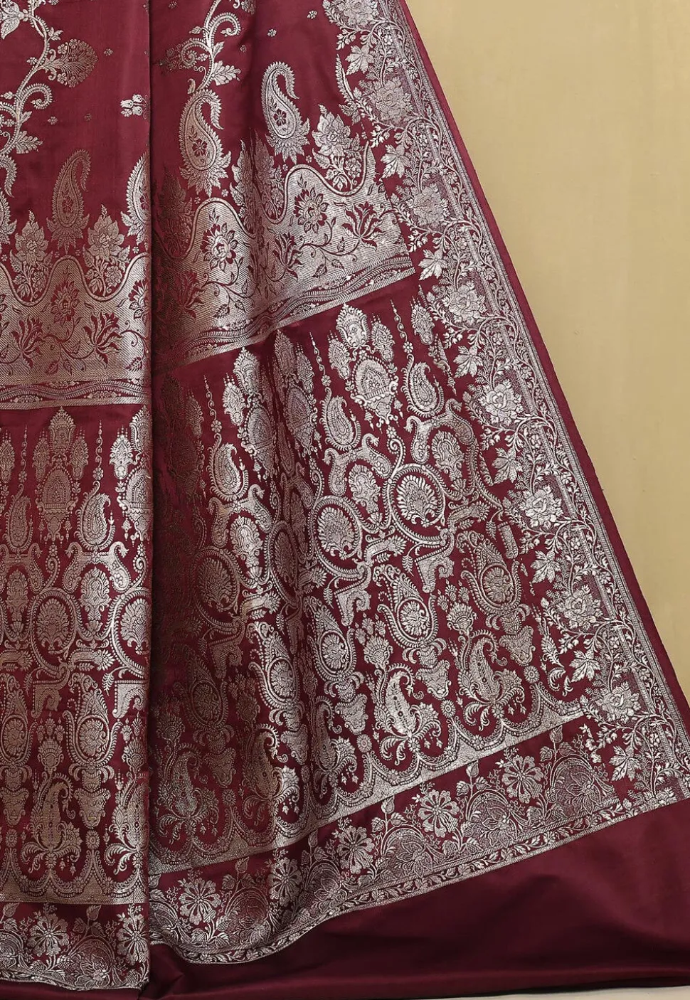 Banarasi Pure Silk Saree in Dark Maroon