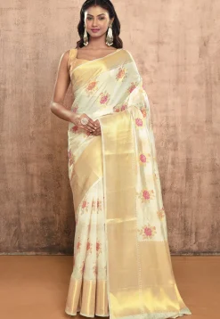 Banarasi Pure Silk Saree in Off White