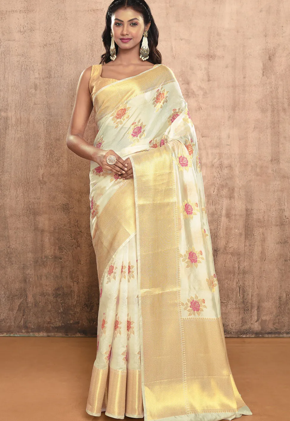 Banarasi Pure Silk Saree in Off White