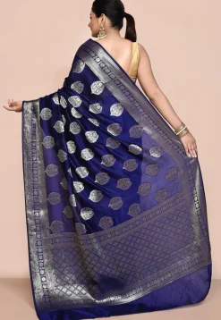 Banarasi Pure Silk Saree in Indigo Blue