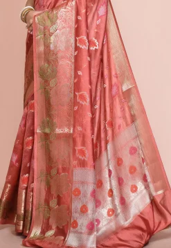 Banarasi Pure Silk Saree in Dark Peach