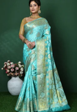 Banarasi Pure Silk Saree in Light Blue