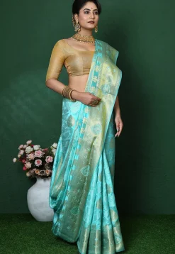 Banarasi Pure Silk Saree in Light Blue