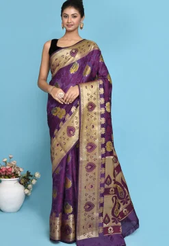 Banarasi Pure Silk Saree in Violet