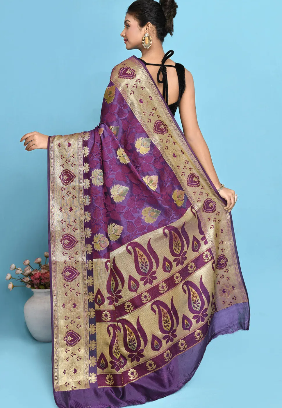 Banarasi Pure Silk Saree in Violet